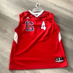 Red adidas basketball jersey